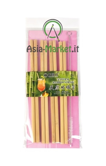 Cannucce di bambù riutilizzabili con spazzola - 8 pezzi - €2.90 :  , L'Asia sotto casa!