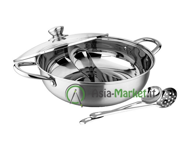 pentole da zuppa bilaterali 28 CM 304 Shabu Shabu Hot Pot in acciaio inox con coperchio per cucina zuppa e zuppa 
