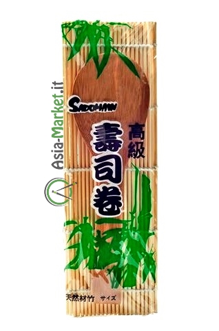 Stuoia di bambù per sushi con cucchiaio di legno